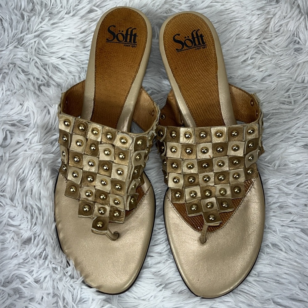 SOFFT Studded Beige Sandals - Picture 2 of 8